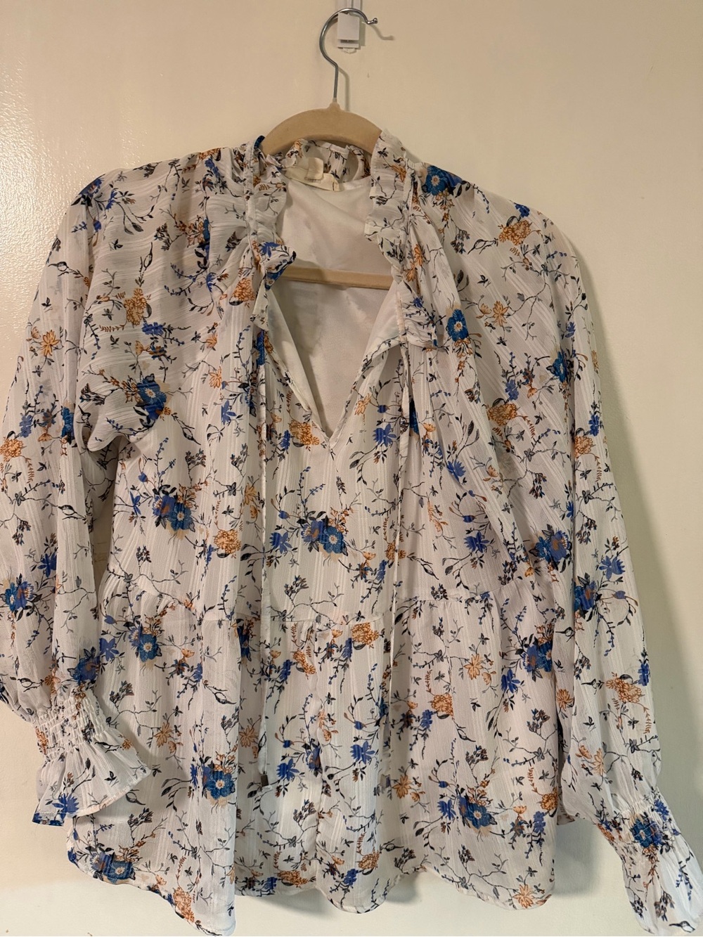 entro ~ Floral Boho Ruffle Blouse w/Sassy sleeves Anthropologie